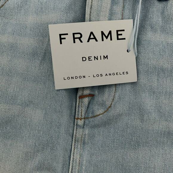 Frame Le High Mini Fold Over Jean Skirt Womens Sz 29 A Line Light Wash Denim NEW - Picture 6 of 9